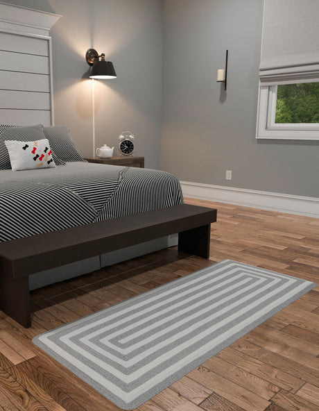 Washable Gray and White 2' x 6' 1 Eco Verse Indoor Outdoor Washable Runner Area Rug Easy to Clean Stain Resistant & Durable Weather Resistant for Patio, Deck, Terrace, Balcony, Porch 100% PET Polyester (Recycled Plastic Bottles) for Sale at Rug Engine