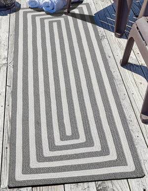 Washable Gray and White 2' x 4' 1 Eco Verse Indoor Outdoor Washable Runner Area Rug Easy to Clean Stain Resistant & Durable Weather Resistant for Patio, Deck, Terrace, Balcony, Porch 100% PET Polyester (Recycled Plastic Bottles) for Sale at Rug Engine