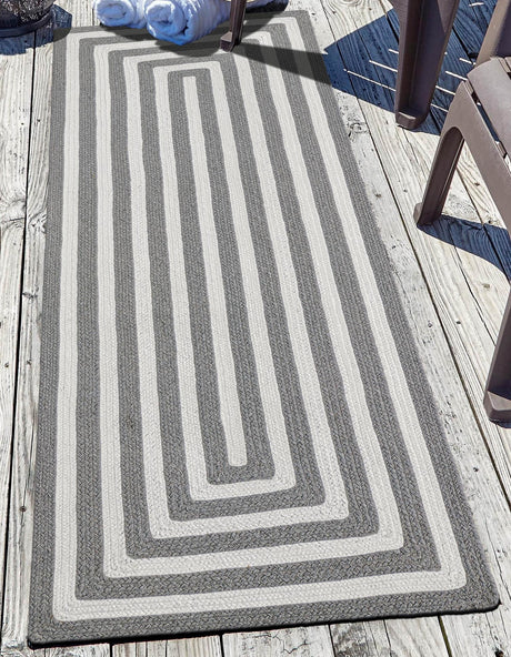 Washable Gray and White 2' x 6' 1 Eco Verse Indoor Outdoor Washable Runner Area Rug Easy to Clean Stain Resistant & Durable Weather Resistant for Patio, Deck, Terrace, Balcony, Porch 100% PET Polyester (Recycled Plastic Bottles) for Sale at Rug Engine