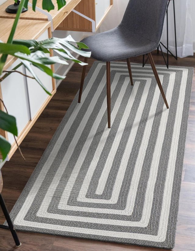 Washable Gray and White 2' x 6' 1 Eco Verse Indoor Outdoor Washable Runner Area Rug Easy to Clean Stain Resistant & Durable Weather Resistant for Patio, Deck, Terrace, Balcony, Porch 100% PET Polyester (Recycled Plastic Bottles) for Sale at Rug Engine