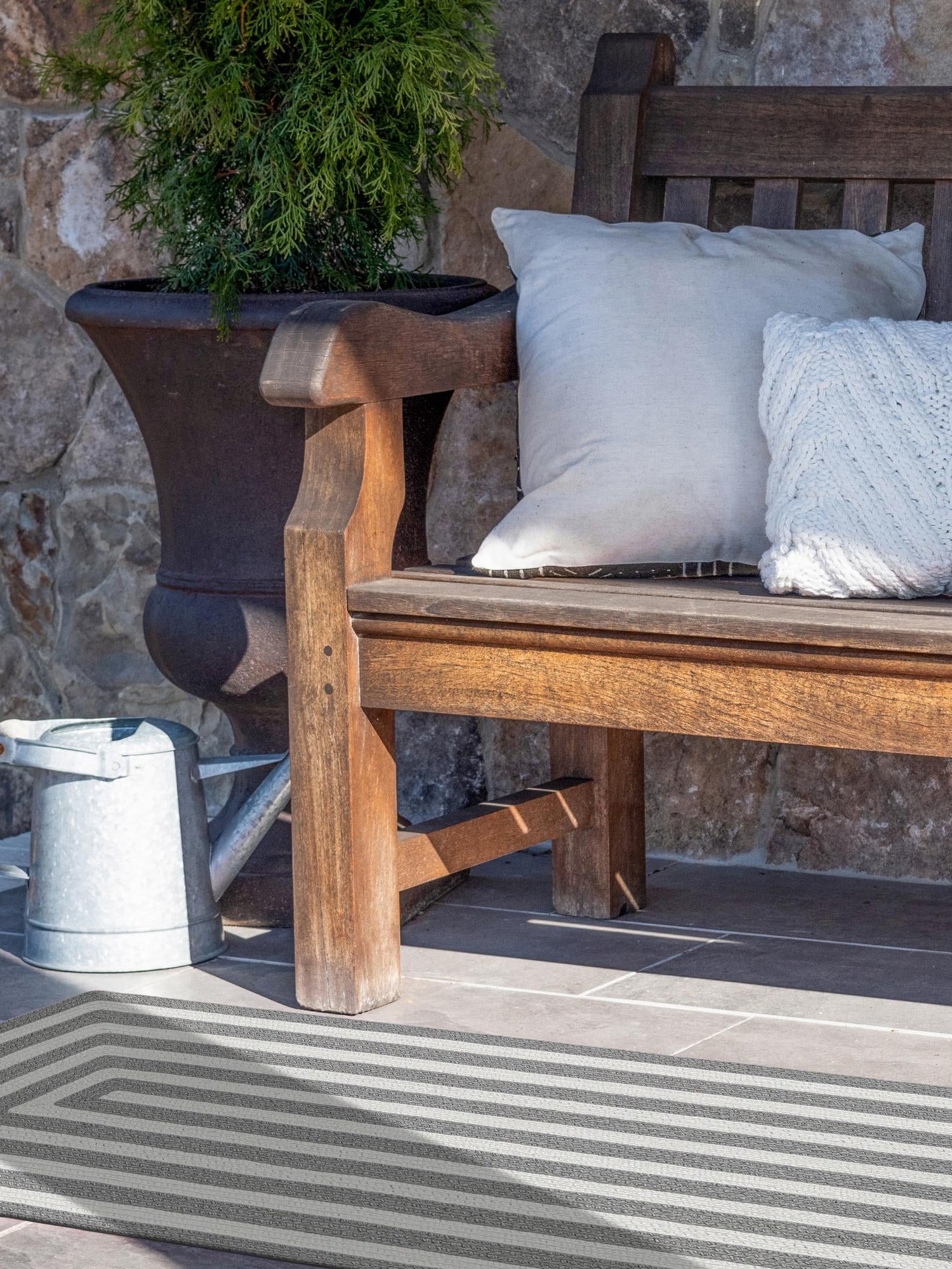 Washable Gray and White 2' x 8' Eco Verse Indoor Outdoor Washable Runner Area Rug Easy to Clean Stain Resistant & Durable Weather Resistant for Patio, Deck, Terrace, Balcony, Porch 100% PET Polyester (Recycled Plastic Bottles) for Sale at Rug Engine