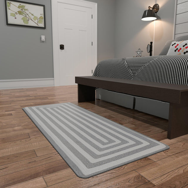 Washable Gray and White 2' x 4' 1 Eco Verse Indoor Outdoor Washable Runner Area Rug Easy to Clean Stain Resistant & Durable Weather Resistant for Patio, Deck, Terrace, Balcony, Porch 100% PET Polyester (Recycled Plastic Bottles) for Sale at Rug Engine