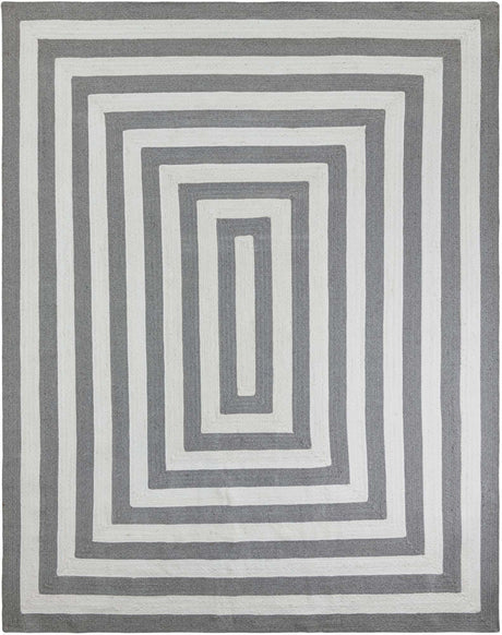 Washable Gray and White 7' 10 x 10' Eco Verse Indoor Outdoor Washable Rectangle Area Rug Easy to Clean Stain Resistant & Durable Weather Resistant for Patio, Deck, Terrace, Balcony, Porch 100% PET Polyester (Recycled Plastic Bottles) for Sale at Rug Engine