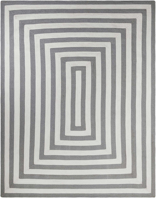 Washable Gray and White 9' x 12' Eco Verse Indoor Outdoor Washable Rectangle Area Rug Easy to Clean Stain Resistant & Durable Weather Resistant for Patio, Deck, Terrace, Balcony, Porch 100% PET Polyester (Recycled Plastic Bottles) for Sale at Rug Engine
