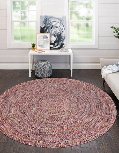 Multicolor 5' 3 x 5' 3 Eco Verse Indoor Outdoor Washable Round Rug