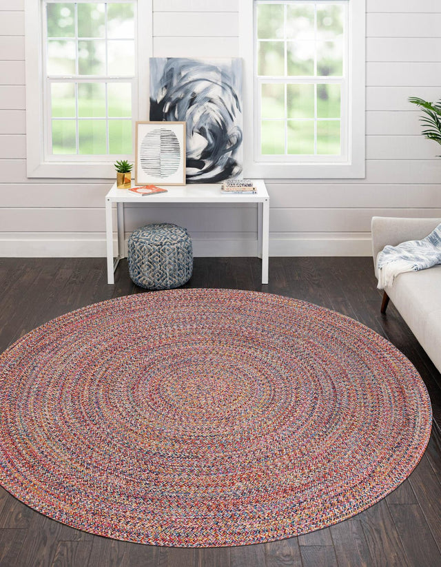 Multicolor 5' 3 x 5' 3 Eco Verse Indoor Outdoor Washable Round Rug