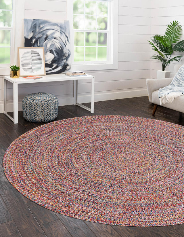 Multicolor 5' 3 x 5' 3 Eco Verse Indoor Outdoor Washable Round Rug