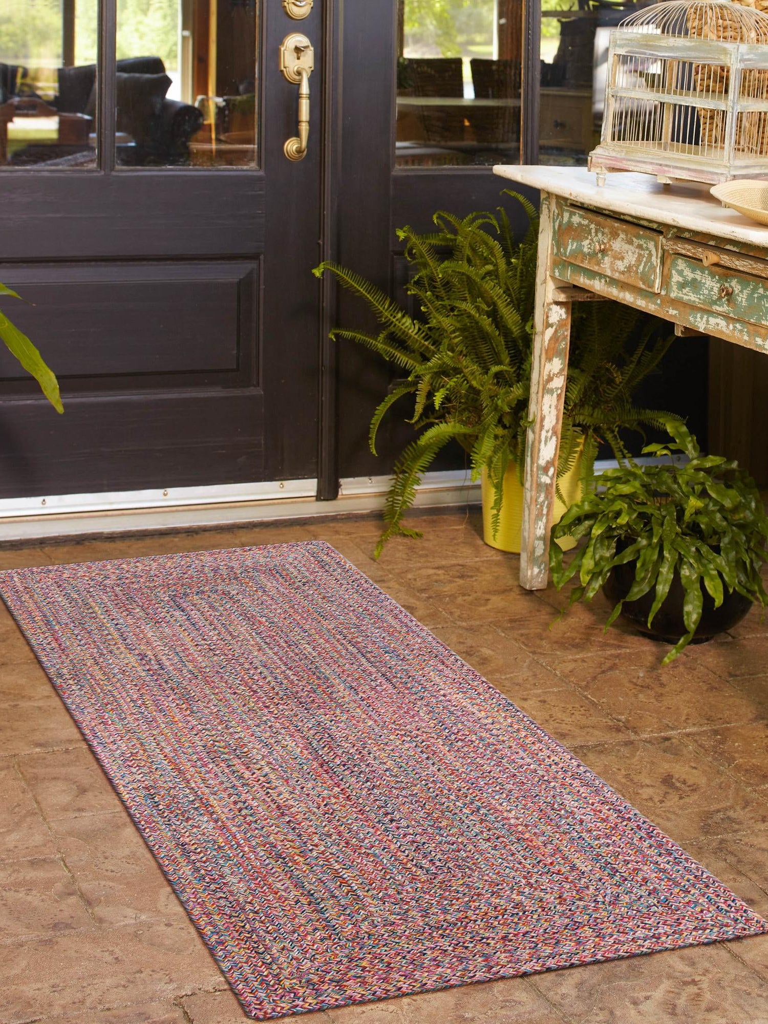 Washable Multicolor 2' x 4' 1 Eco Verse Indoor Outdoor Washable Runner Area Rug Easy to Clean Stain Resistant & Durable Weather Resistant for Patio, Deck, Terrace, Balcony, Porch 100% PET Polyester (Recycled Plastic Bottles) for Sale at Rug Engine