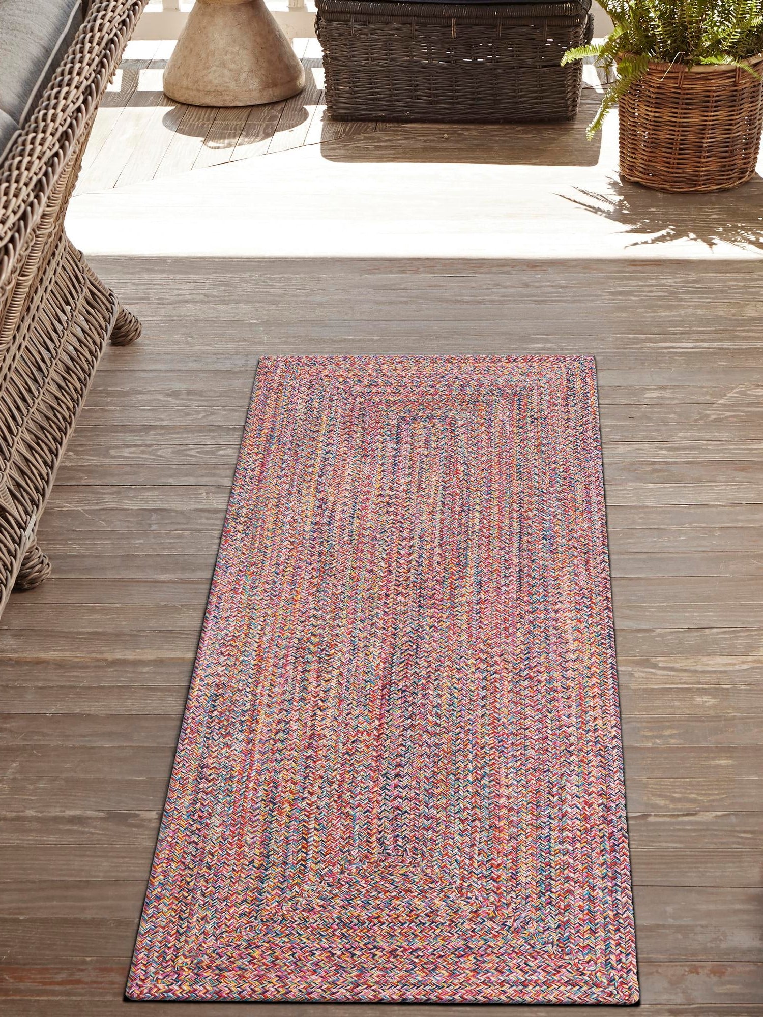 Washable Multicolor 2' x 6' 1 Eco Verse Indoor Outdoor Washable Runner Area Rug Easy to Clean Stain Resistant & Durable Weather Resistant for Patio, Deck, Terrace, Balcony, Porch 100% PET Polyester (Recycled Plastic Bottles) for Sale at Rug Engine