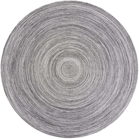 Washable Black and White 10' x 10' Eco Verse Indoor Outdoor Washable Round Area Rug Easy to Clean Stain Resistant & Durable Weather Resistant for Patio, Deck, Terrace, Balcony, Porch 100% PET Polyester (Recycled Plastic Bottles) for Sale at Rug Engine