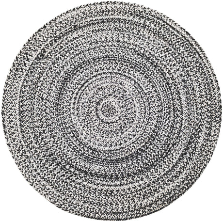 Washable Black and White 3' 3 x 3' 3 Eco Verse Indoor Outdoor Washable Round Area Rug Easy to Clean Stain Resistant & Durable Weather Resistant for Patio, Deck, Terrace, Balcony, Porch 100% PET Polyester (Recycled Plastic Bottles) for Sale at Rug Engine