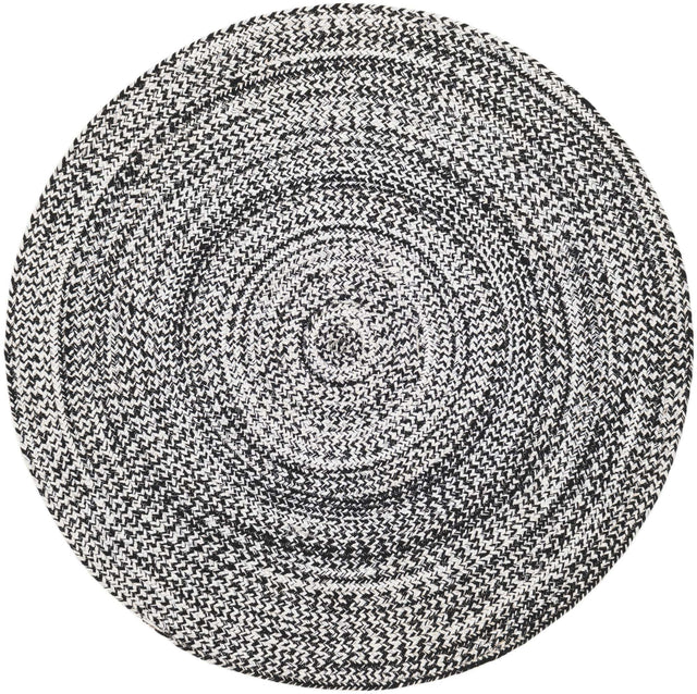 Washable Black and White 3' 3 x 3' 3 Eco Verse Indoor Outdoor Washable Round Area Rug Easy to Clean Stain Resistant & Durable Weather Resistant for Patio, Deck, Terrace, Balcony, Porch 100% PET Polyester (Recycled Plastic Bottles) for Sale at Rug Engine