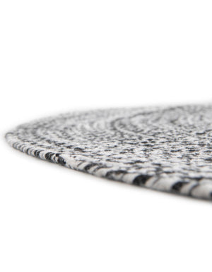 Washable Black and White 5' 3 x 5' 3 Eco Verse Indoor Outdoor Washable Round Area Rug Easy to Clean Stain Resistant & Durable Weather Resistant for Patio, Deck, Terrace, Balcony, Porch 100% PET Polyester (Recycled Plastic Bottles) for Sale at Rug Engine