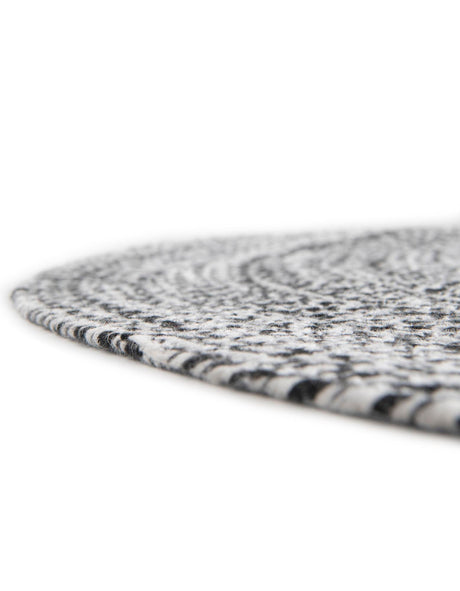 Washable Black and White 10' x 10' Eco Verse Indoor Outdoor Washable Round Area Rug Easy to Clean Stain Resistant & Durable Weather Resistant for Patio, Deck, Terrace, Balcony, Porch 100% PET Polyester (Recycled Plastic Bottles) for Sale at Rug Engine