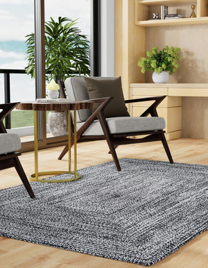 Washable Black and White 5' 3 x 8' Eco Verse Indoor Outdoor Washable Rectangle Area Rug Easy to Clean Stain Resistant & Durable Weather Resistant for Patio, Deck, Terrace, Balcony, Porch 100% PET Polyester (Recycled Plastic Bottles) for Sale at Rug Engine