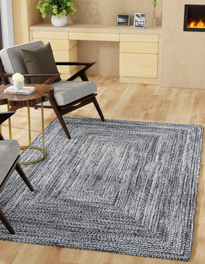 Washable Black and White 4' 1 x 6' 1 Eco Verse Indoor Outdoor Washable Rectangle Area Rug Easy to Clean Stain Resistant & Durable Weather Resistant for Patio, Deck, Terrace, Balcony, Porch 100% PET Polyester (Recycled Plastic Bottles) for Sale at Rug Engine