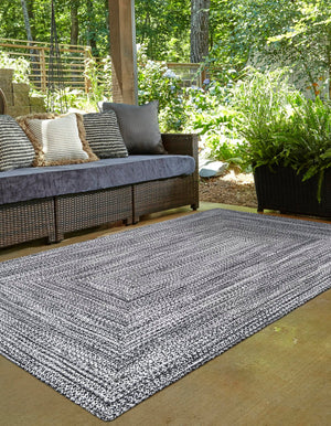 Washable Black and White 9' x 12' Eco Verse Indoor Outdoor Washable Rectangle Area Rug Easy to Clean Stain Resistant & Durable Weather Resistant for Patio, Deck, Terrace, Balcony, Porch 100% PET Polyester (Recycled Plastic Bottles) for Sale at Rug Engine