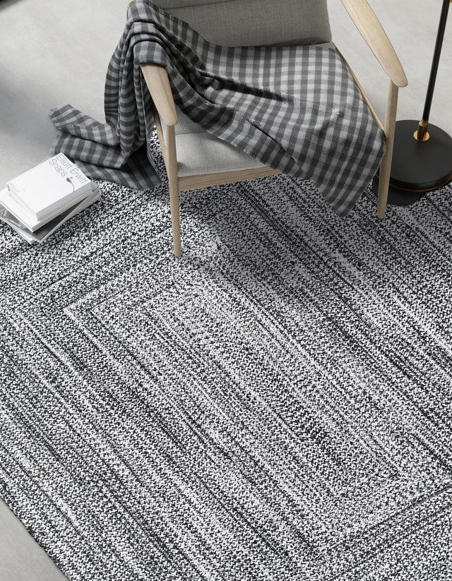 Washable Black and White 9' x 12' Eco Verse Indoor Outdoor Washable Rectangle Area Rug Easy to Clean Stain Resistant & Durable Weather Resistant for Patio, Deck, Terrace, Balcony, Porch 100% PET Polyester (Recycled Plastic Bottles) for Sale at Rug Engine
