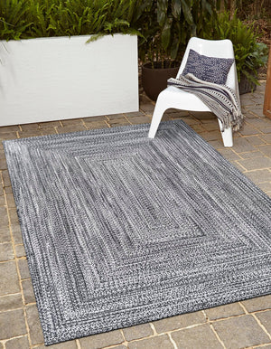 Washable Black and White 9' x 12' Eco Verse Indoor Outdoor Washable Rectangle Area Rug Easy to Clean Stain Resistant & Durable Weather Resistant for Patio, Deck, Terrace, Balcony, Porch 100% PET Polyester (Recycled Plastic Bottles) for Sale at Rug Engine