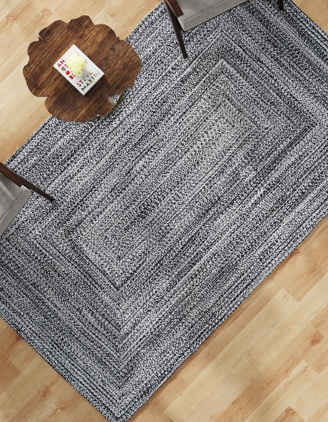 Washable Black and White 9' x 12' Eco Verse Indoor Outdoor Washable Rectangle Area Rug Easy to Clean Stain Resistant & Durable Weather Resistant for Patio, Deck, Terrace, Balcony, Porch 100% PET Polyester (Recycled Plastic Bottles) for Sale at Rug Engine