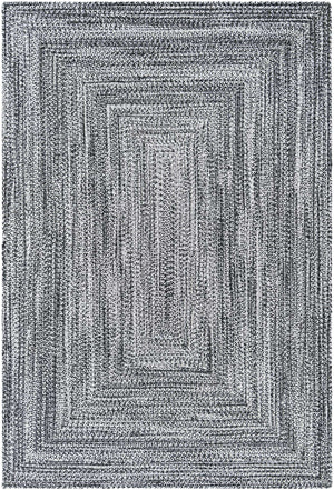 Washable Black and White 5' 3 x 8' Eco Verse Indoor Outdoor Washable Rectangle Area Rug Easy to Clean Stain Resistant & Durable Weather Resistant for Patio, Deck, Terrace, Balcony, Porch 100% PET Polyester (Recycled Plastic Bottles) for Sale at Rug Engine