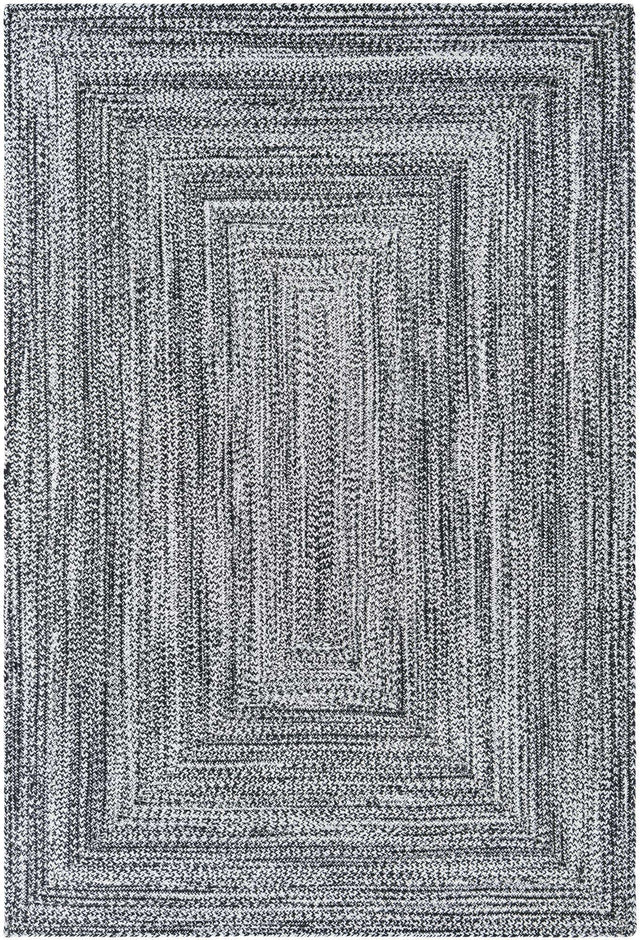 Washable Black and White 5' 3 x 8' Eco Verse Indoor Outdoor Washable Rectangle Area Rug Easy to Clean Stain Resistant & Durable Weather Resistant for Patio, Deck, Terrace, Balcony, Porch 100% PET Polyester (Recycled Plastic Bottles) for Sale at Rug Engine