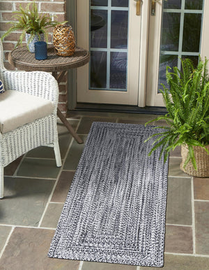 Washable Black and White 2' x 6' 1 Eco Verse Indoor Outdoor Washable Runner Area Rug Easy to Clean Stain Resistant & Durable Weather Resistant for Patio, Deck, Terrace, Balcony, Porch 100% PET Polyester (Recycled Plastic Bottles) for Sale at Rug Engine