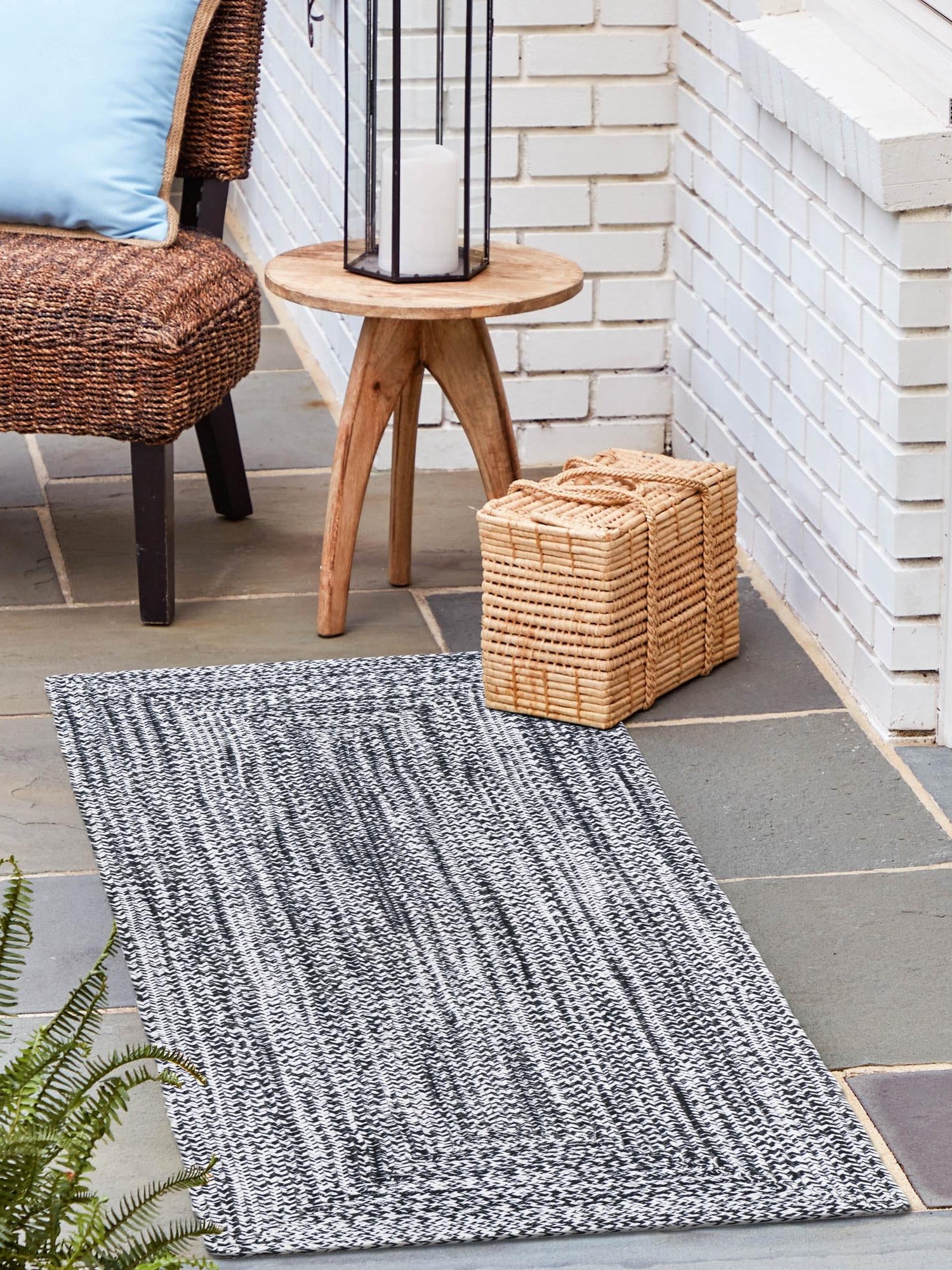 Washable Black and White 2' 7 x 10' Eco Verse Indoor Outdoor Washable Runner Area Rug Easy to Clean Stain Resistant & Durable Weather Resistant for Patio, Deck, Terrace, Balcony, Porch 100% PET Polyester (Recycled Plastic Bottles) for Sale at Rug Engine