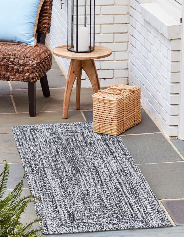 Washable Black and White 2' 7 x 10' Eco Verse Indoor Outdoor Washable Runner Area Rug Easy to Clean Stain Resistant & Durable Weather Resistant for Patio, Deck, Terrace, Balcony, Porch 100% PET Polyester (Recycled Plastic Bottles) for Sale at Rug Engine