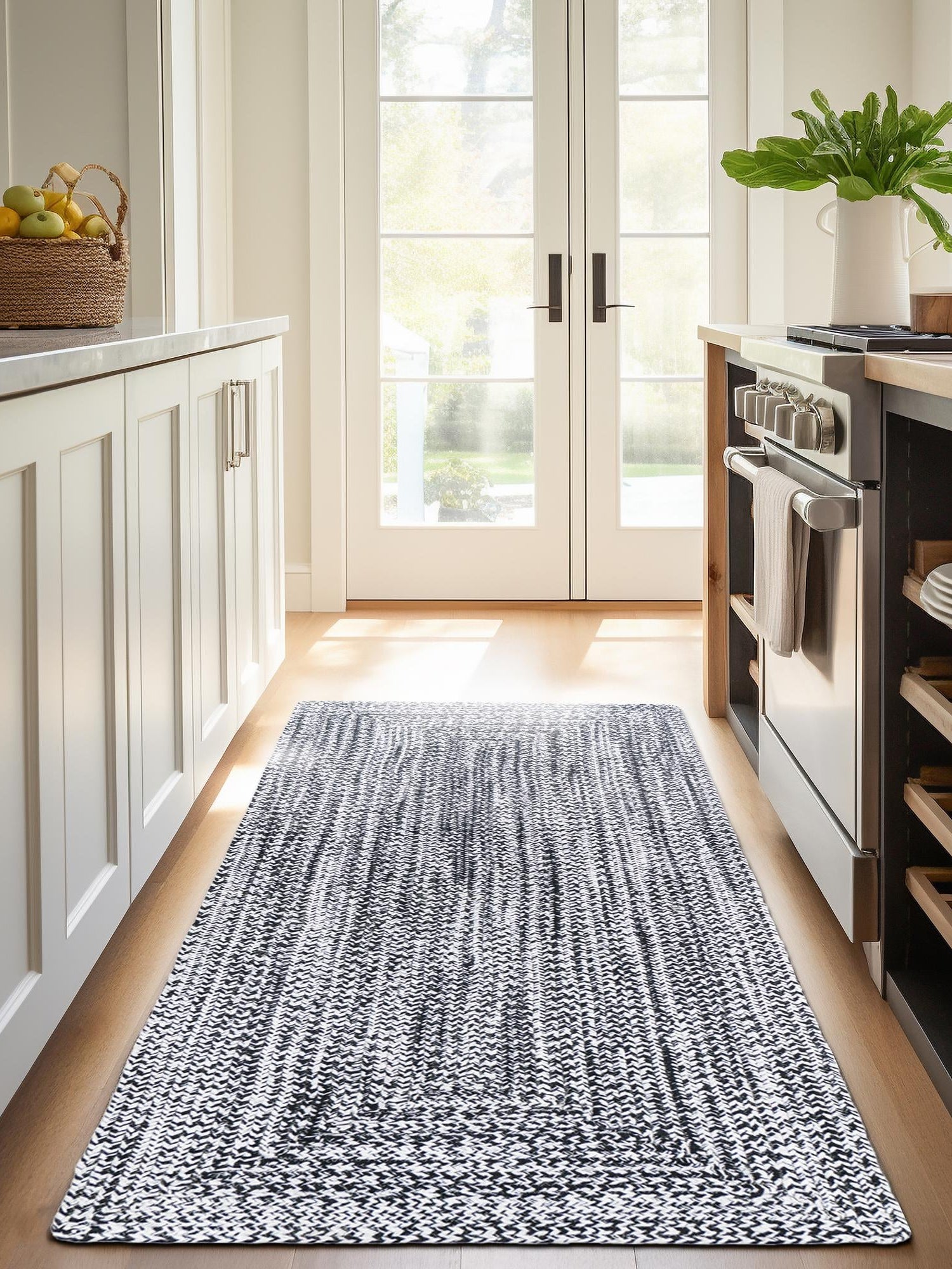Washable Black and White 2' x 4' 1 Eco Verse Indoor Outdoor Washable Runner Area Rug Easy to Clean Stain Resistant & Durable Weather Resistant for Patio, Deck, Terrace, Balcony, Porch 100% PET Polyester (Recycled Plastic Bottles) for Sale at Rug Engine