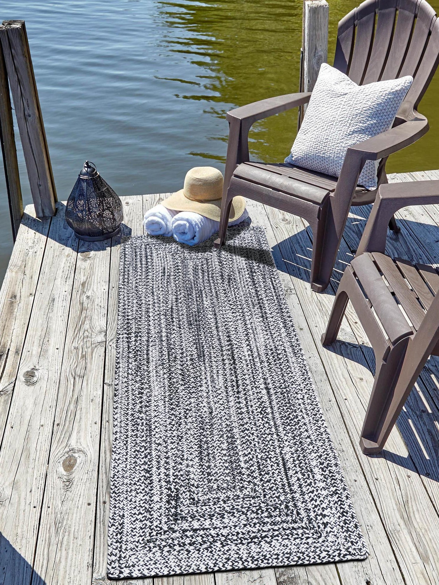 Washable Black and White 2' x 6' 1 Eco Verse Indoor Outdoor Washable Runner Area Rug Easy to Clean Stain Resistant & Durable Weather Resistant for Patio, Deck, Terrace, Balcony, Porch 100% PET Polyester (Recycled Plastic Bottles) for Sale at Rug Engine