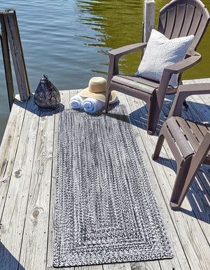 Washable Black and White 2' x 6' 1 Eco Verse Indoor Outdoor Washable Runner Area Rug Easy to Clean Stain Resistant & Durable Weather Resistant for Patio, Deck, Terrace, Balcony, Porch 100% PET Polyester (Recycled Plastic Bottles) for Sale at Rug Engine