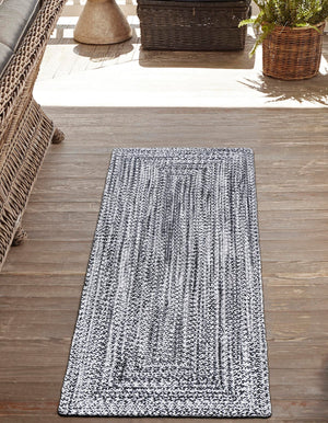 Washable Black and White 2' x 6' 1 Eco Verse Indoor Outdoor Washable Runner Area Rug Easy to Clean Stain Resistant & Durable Weather Resistant for Patio, Deck, Terrace, Balcony, Porch 100% PET Polyester (Recycled Plastic Bottles) for Sale at Rug Engine