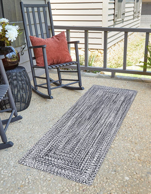 Washable Black and White 2' x 6' 1 Eco Verse Indoor Outdoor Washable Runner Area Rug Easy to Clean Stain Resistant & Durable Weather Resistant for Patio, Deck, Terrace, Balcony, Porch 100% PET Polyester (Recycled Plastic Bottles) for Sale at Rug Engine
