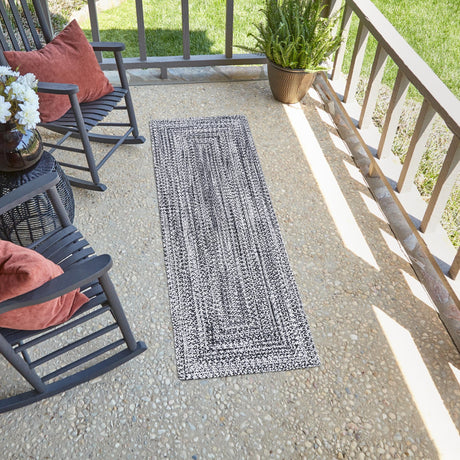 Washable Black and White 2' x 8' Eco Verse Indoor Outdoor Washable Runner Area Rug Easy to Clean Stain Resistant & Durable Weather Resistant for Patio, Deck, Terrace, Balcony, Porch 100% PET Polyester (Recycled Plastic Bottles) for Sale at Rug Engine