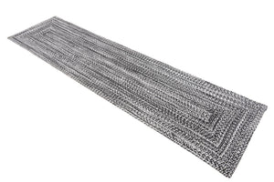 Washable Black and White 2' x 8' Eco Verse Indoor Outdoor Washable Runner Area Rug Easy to Clean Stain Resistant & Durable Weather Resistant for Patio, Deck, Terrace, Balcony, Porch 100% PET Polyester (Recycled Plastic Bottles) for Sale at Rug Engine