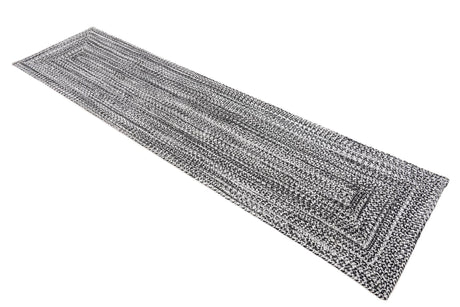 Washable Black and White 2' x 8' Eco Verse Indoor Outdoor Washable Runner Area Rug Easy to Clean Stain Resistant & Durable Weather Resistant for Patio, Deck, Terrace, Balcony, Porch 100% PET Polyester (Recycled Plastic Bottles) for Sale at Rug Engine