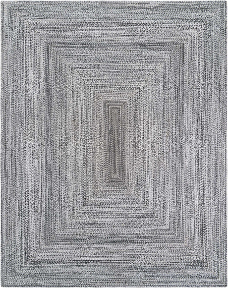 Washable Black and White 7' 10 x 10' Eco Verse Indoor Outdoor Washable Rectangle Area Rug Easy to Clean Stain Resistant & Durable Weather Resistant for Patio, Deck, Terrace, Balcony, Porch 100% PET Polyester (Recycled Plastic Bottles) for Sale at Rug Engine