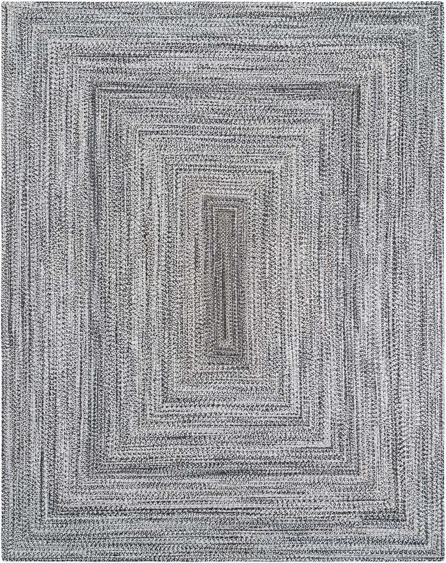 Washable Black and White 7' 10 x 10' Eco Verse Indoor Outdoor Washable Rectangle Area Rug Easy to Clean Stain Resistant & Durable Weather Resistant for Patio, Deck, Terrace, Balcony, Porch 100% PET Polyester (Recycled Plastic Bottles) for Sale at Rug Engine