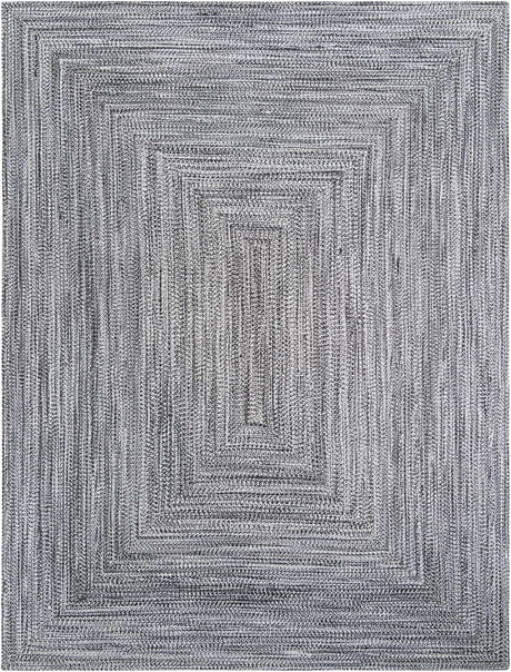 Washable Black and White 9' x 12' Eco Verse Indoor Outdoor Washable Rectangle Area Rug Easy to Clean Stain Resistant & Durable Weather Resistant for Patio, Deck, Terrace, Balcony, Porch 100% PET Polyester (Recycled Plastic Bottles) for Sale at Rug Engine