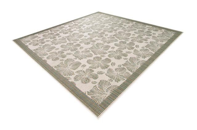 Ivory and Beige 10' x 10' Baja Outdoor Square Area Rug Weather Resistant for Patio, Deck, Terrace, Balcony, Porch 100% Polypropylene Modern Outside Decor for Sale at Rug Engine