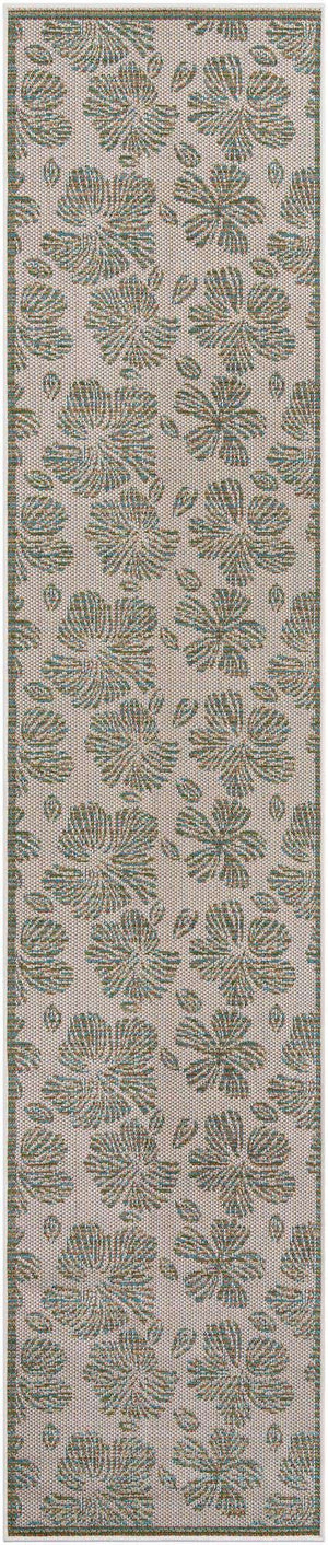 Ivory and Beige 2' 7 x 12' Baja Outdoor Runner Area Rug Weather Resistant for Patio, Deck, Terrace, Balcony, Porch 100% Polypropylene Modern Outside Decor for Sale at Rug Engine