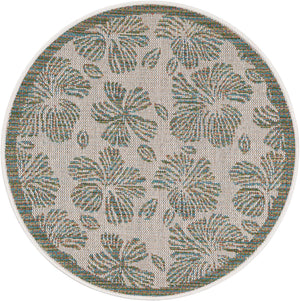 Ivory and Beige 3' 3 x 3' 3 Baja Outdoor Round Area Rug Weather Resistant for Patio, Deck, Terrace, Balcony, Porch 100% Polypropylene Modern Outside Decor for Sale at Rug Engine