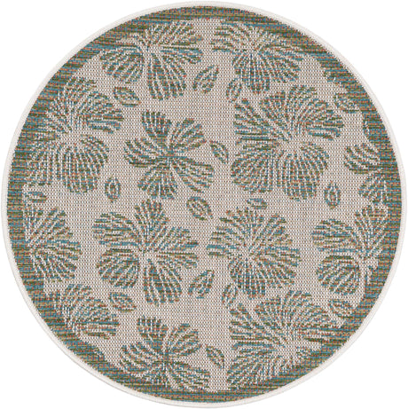 Ivory and Beige 3' 3 x 3' 3 Baja Outdoor Round Rug
