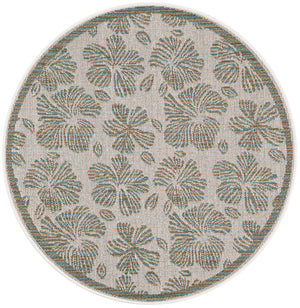 Ivory and Beige 4' 1 x 4' 1 Baja Outdoor Round Rug