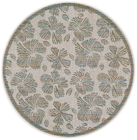 Ivory and Beige 4' 1 x 4' 1 Baja Outdoor Round Rug