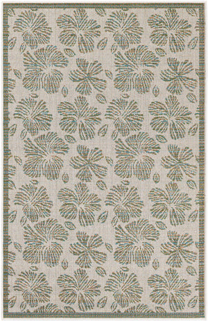 Ivory and Beige 4' 1 x 6' 1 Baja Outdoor Rectangle Area Rug Weather Resistant for Patio, Deck, Terrace, Balcony, Porch 100% Polypropylene Modern Outside Decor for Sale at Rug Engine