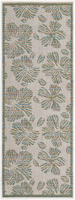 Ivory and Beige 2' x 5' 1 Baja Outdoor Runner Area Rug Weather Resistant for Patio, Deck, Terrace, Balcony, Porch 100% Polypropylene Modern Outside Decor for Sale at Rug Engine