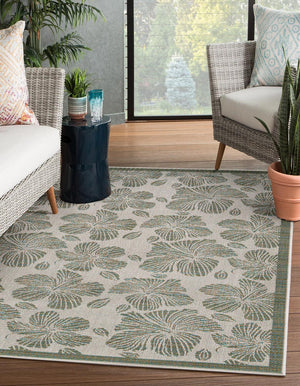 Ivory and Beige 6' 1 x 9' Baja Outdoor Rectangle Area Rug Weather Resistant for Patio, Deck, Terrace, Balcony, Porch 100% Polypropylene Modern Outside Decor for Sale at Rug Engine