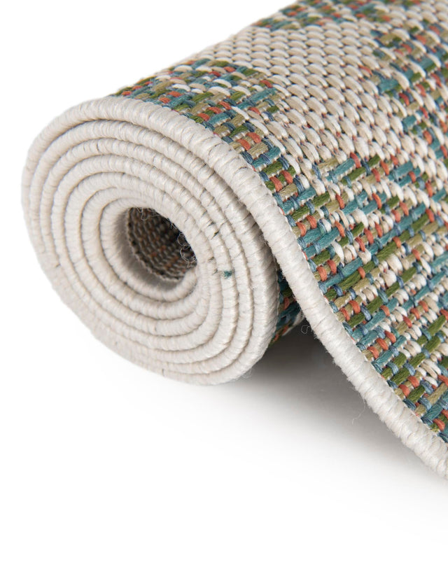 Ivory and Beige 7' 10 x 10' Baja Outdoor Rectangle Area Rug Weather Resistant for Patio, Deck, Terrace, Balcony, Porch 100% Polypropylene Modern Outside Decor for Sale at Rug Engine